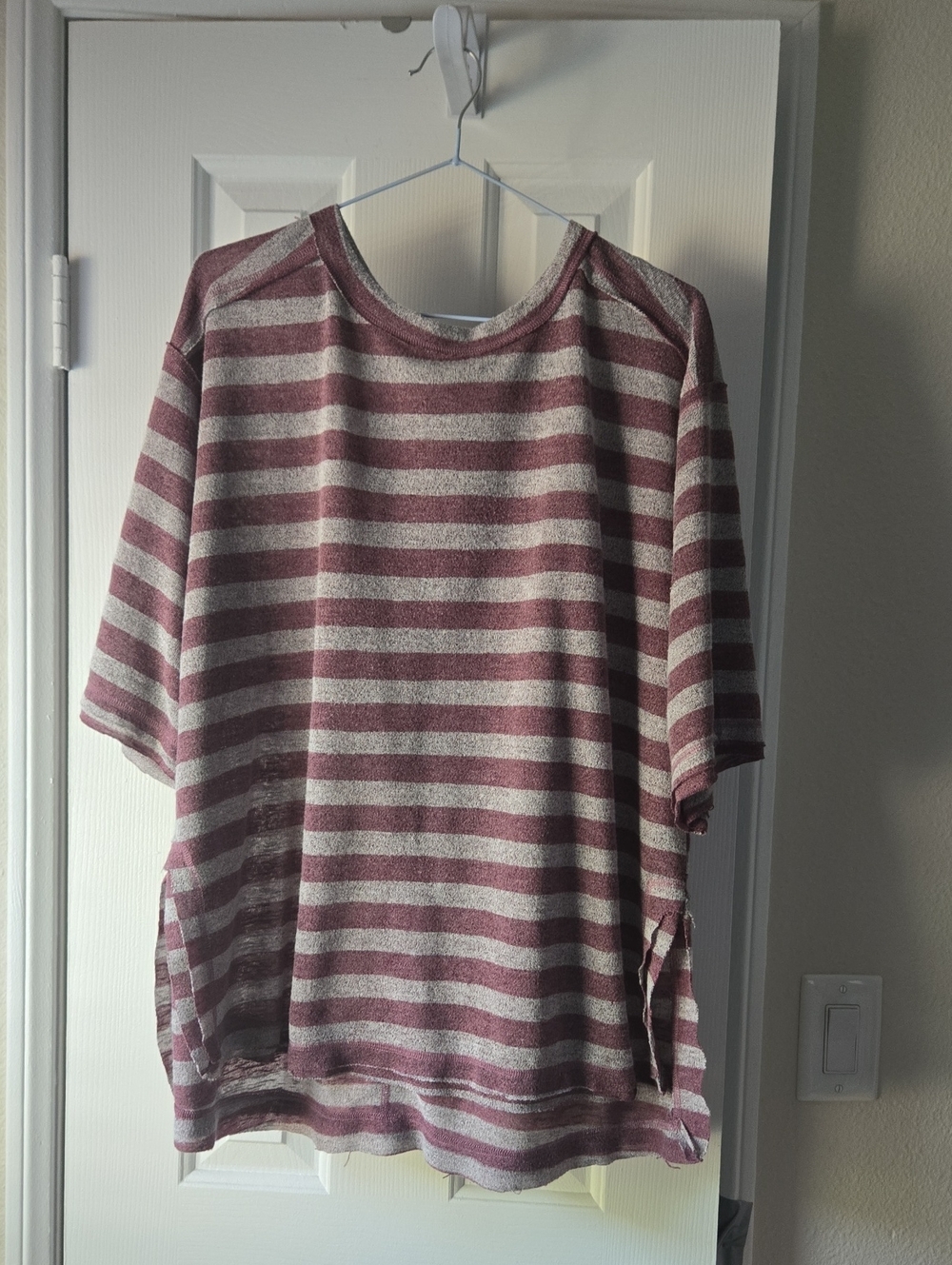 easel Oversized Small Striped Pullover Tunic l Raw Exposed Seams